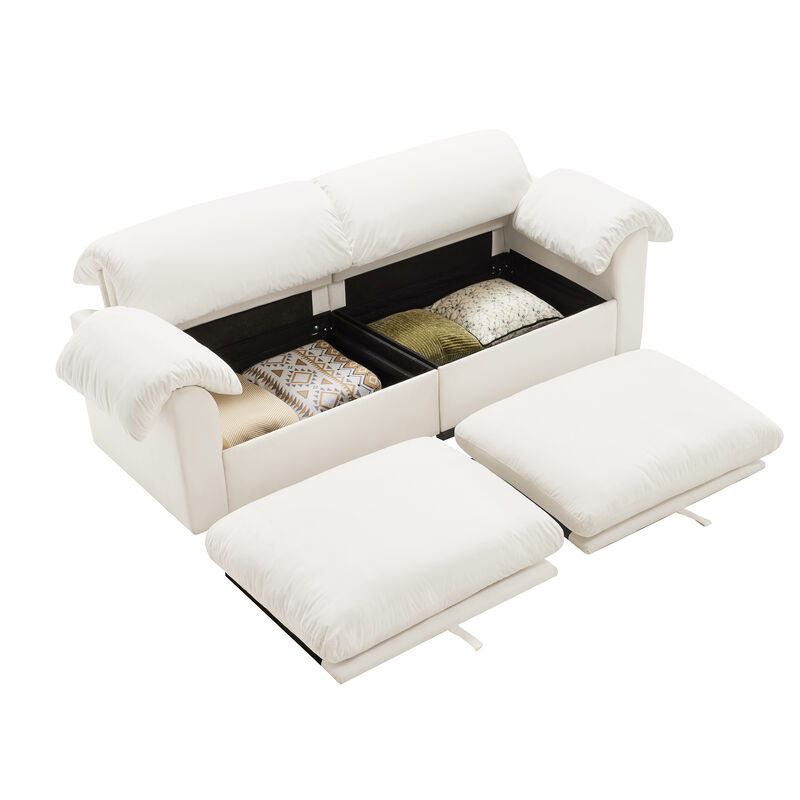 Merax Velvet Loveseat Sofa with Hidden Storage