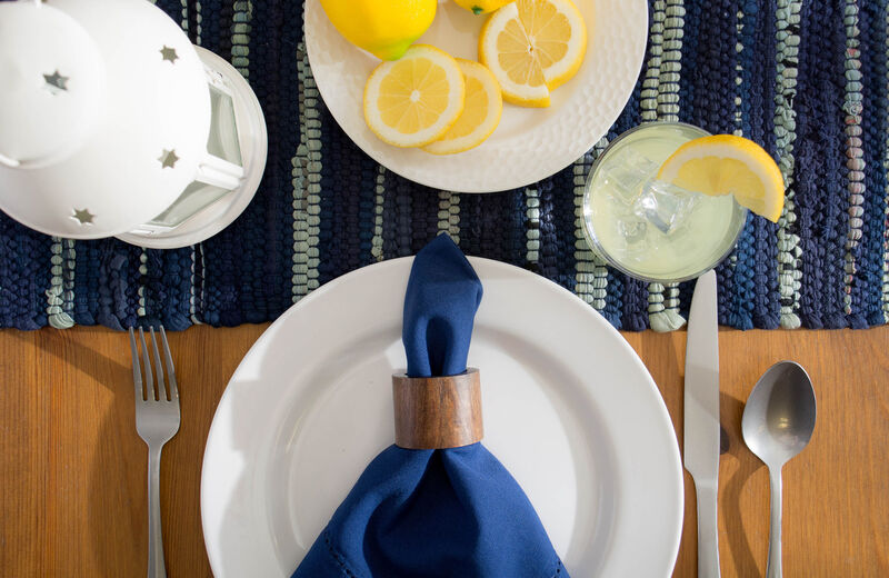 14" x 72" Blue Chindi Table Runner