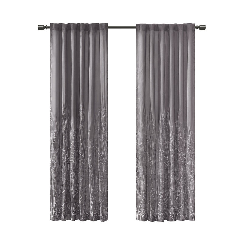 Gracie Mills Saffron Embroidered Faux Silk Curtain Panel - 50x84"