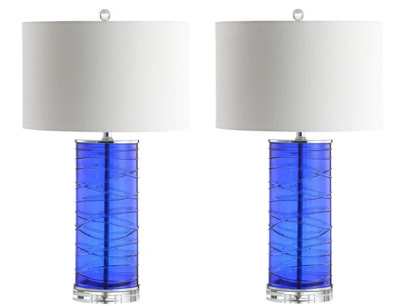Cole Modern Fused Glass Cylinder LED Table Lamp (Set of 2)
