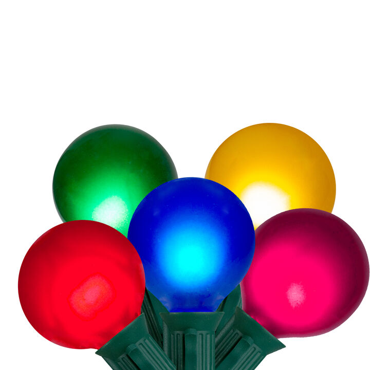 15-Count Multi-Color Satin G50 Globe Christmas Light Set  13.75ft Green Wire