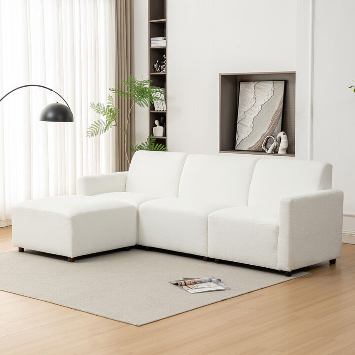 Duvall 4 Piece Modular Sofa - Cream Boucle Performance Fabric
