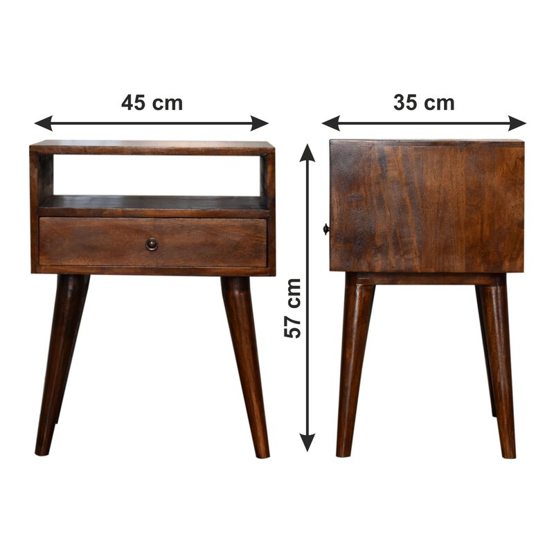 Modern Chestnut Solid Wood 1 Drawer  NightStand