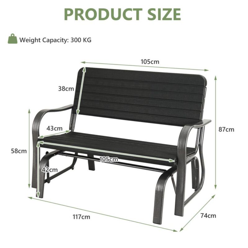 Hivvago 2-Seat Porch Glider with HDPE Back Seat and Steel Frame