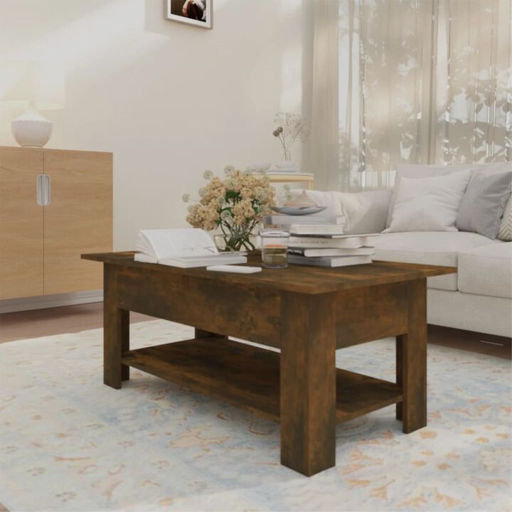 vidaXL Coffee Table Smoked Oak 40.2"x21.7"x21.7" Chipboard