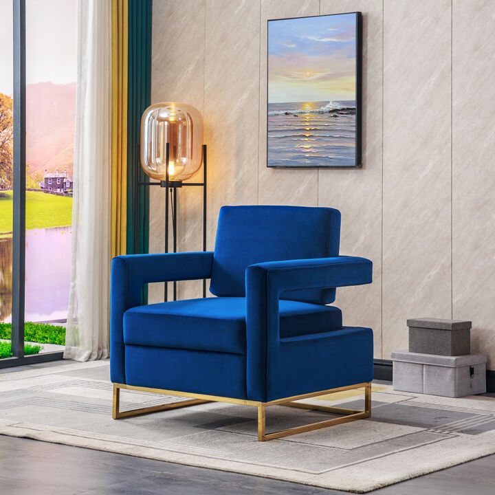Modern Velvet Accent Chair, Elegant Armchair With Stainless Steel Base