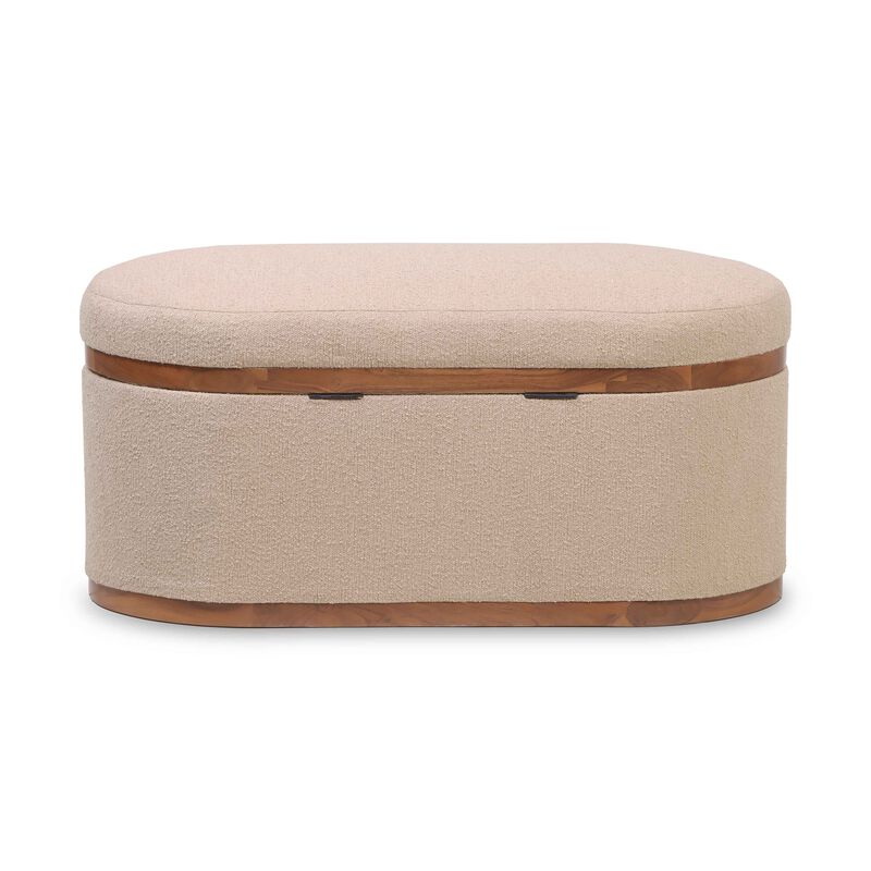 Olivier Peach Boucle Oval Storage Ottoman