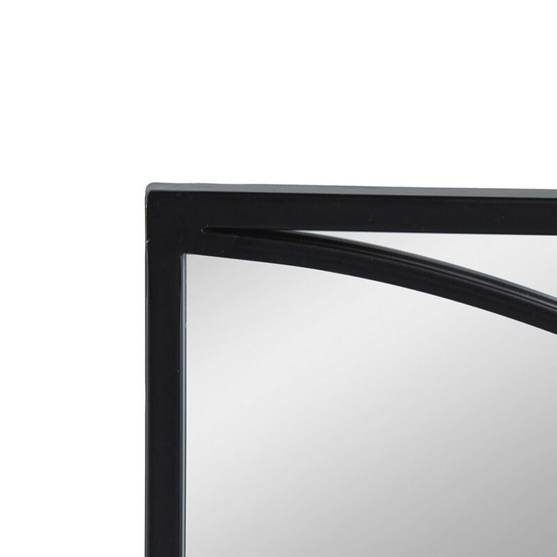 32 Inch 3 Piece Wall Mirror, Concentric Circles, Stylish Black Metal Frame-Benzara