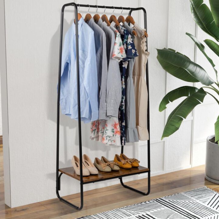 Freestanding Clothes Rack with Shelf, Adjustable Garment Rack for Clothing Storage
