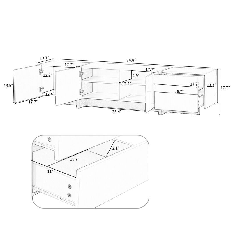 Modern Rectangle TV Stand for TVs Up To 80"
