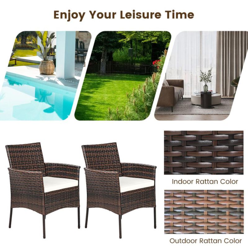 Hivvago 2 Pieces Outdoor PE Rattan Armchairs with Removable Cushions