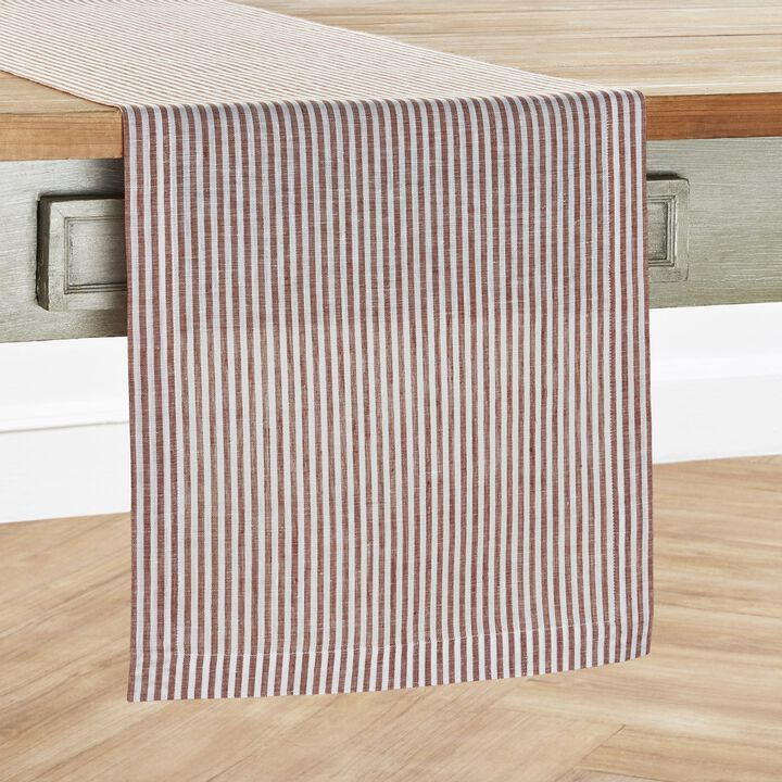 Solino Home 100% Pure Linen Table Runner 14 x 108 Inch | Narrow Stripe