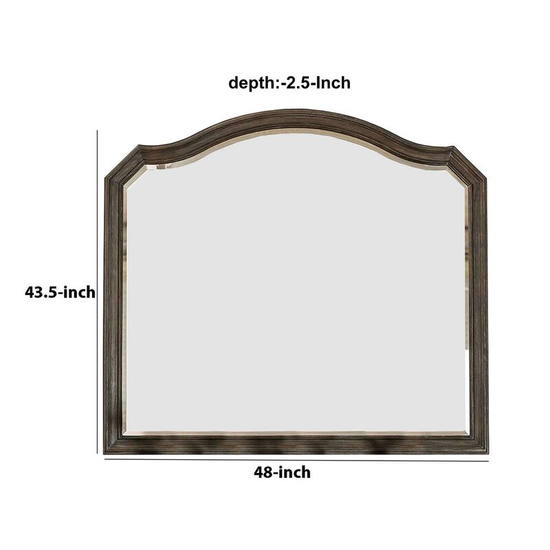 43.5 Inches Scalloped Mirror with Molded Details, Brown-Benzara