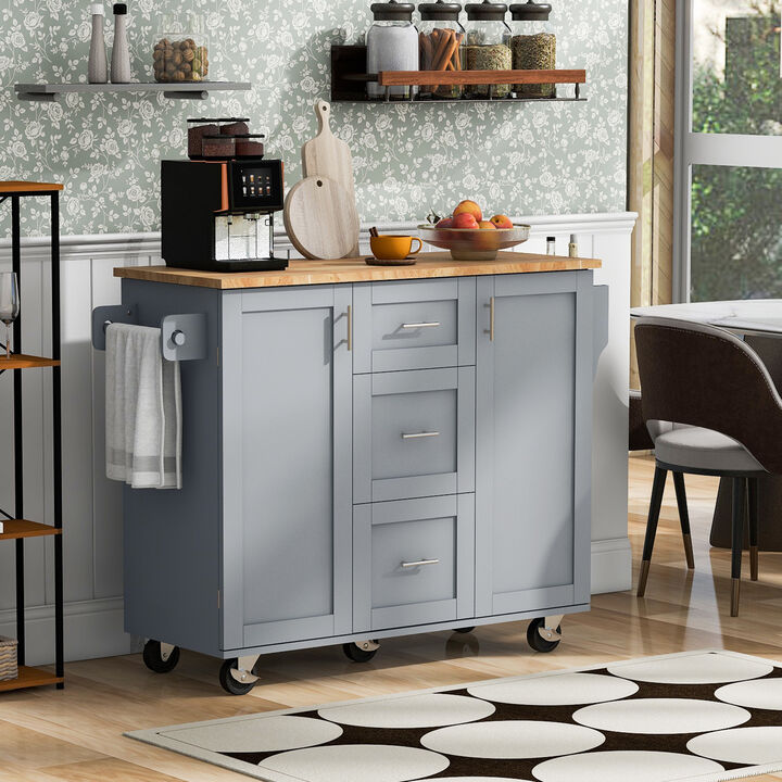 Streamdale Kitchen Island Cart with Storage and Spice Rack