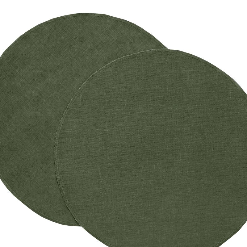 Solino Home 100% Pure Linen Round Table Placemats 14 x 19 Inch Set of 4 | Vesta