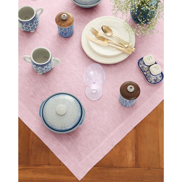 Solino Home 100% Pure Linen Table Throw 52 x 52 Inch | Athena