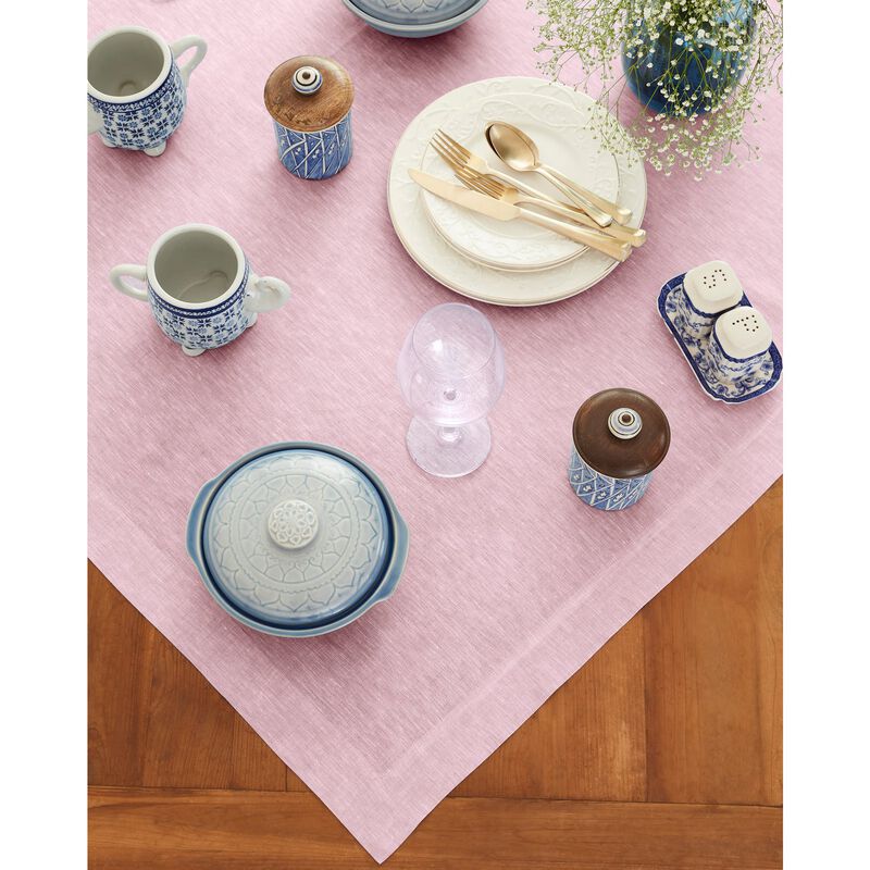 Solino Home 100% Pure Linen Table Throw 52 x 52 Inch | Athena