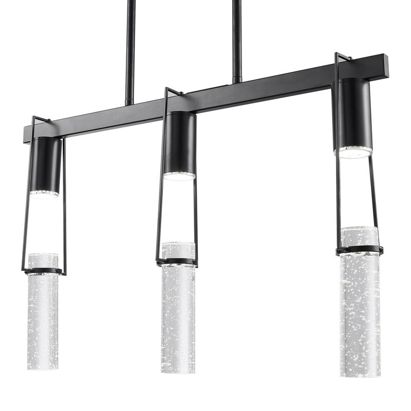 Harmony Chandelier Matte Black Metal and Acrylic 3 LED Lights Dimmable