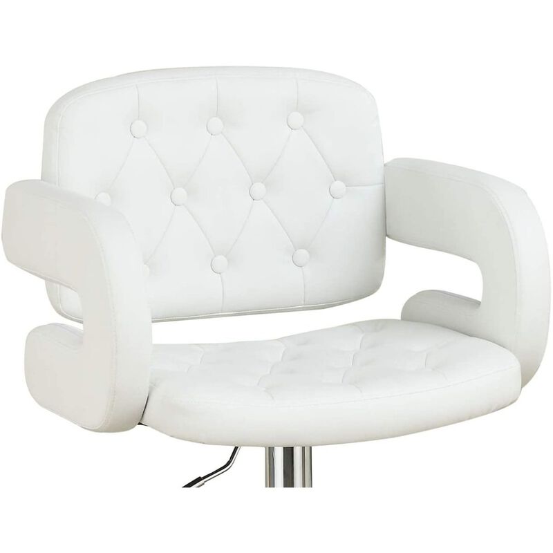 White Faux Leather Adjustable Barstool Chair