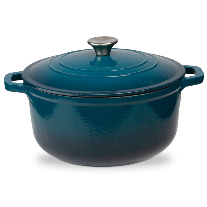 6 Quart Enameled Cast Iron Round Dutch Oven in Blue