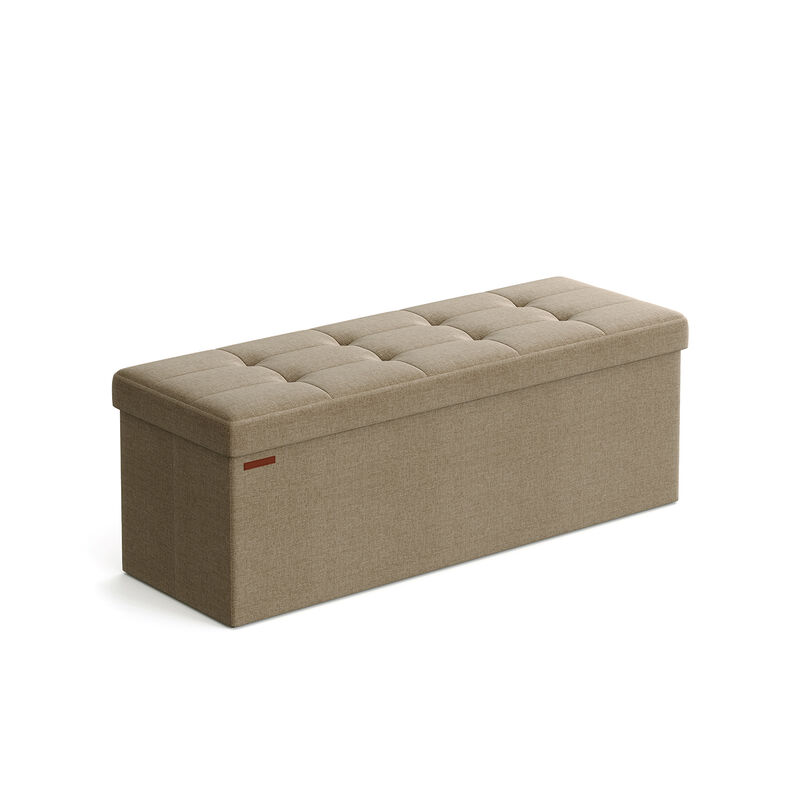 43-Inch Folding Storage Ottoman Bench with Wooden Divider - Storage Chest and Foot Rest Stool