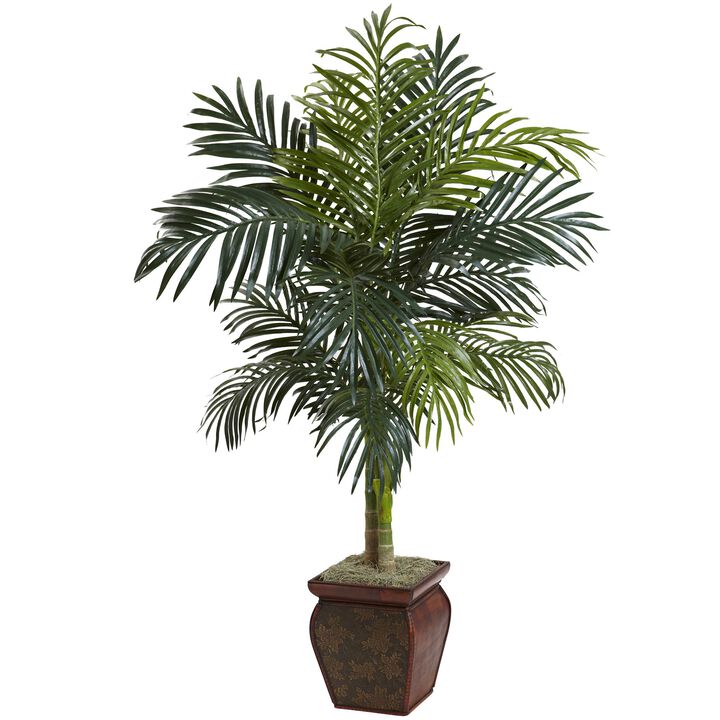 Hivvago 4.5 Feet Golden Cane Palm w/Decorative Container