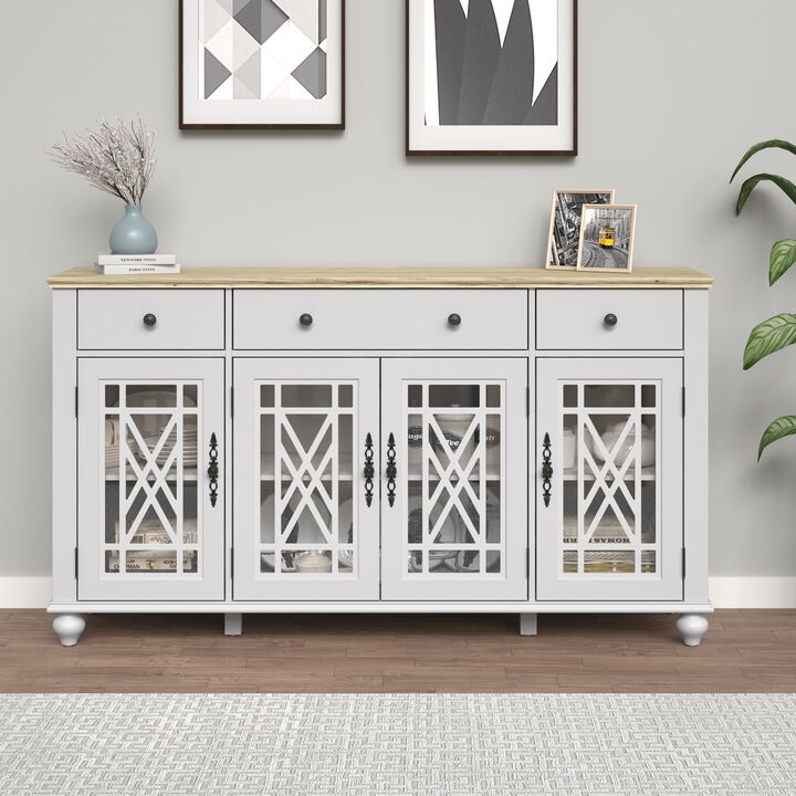 FESTIVO 63" Vintage Style Kitchen Buffet Sideboard Cabinet w/ Drawers