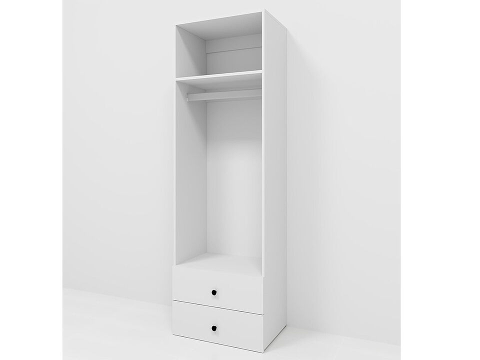 Wooden Wardrobe Closet System with 2 Closet Drawers, Walk-in Closet Organizers and Storage,Clothes Organizer with Closet Shelves,White