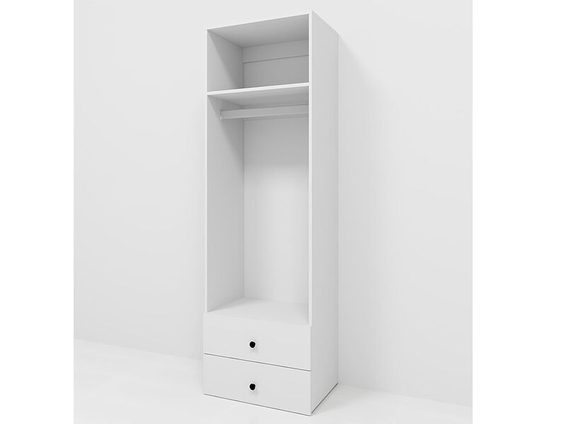 Wooden Wardrobe Closet System with 2 Closet Drawers, Walk-in Closet Organizers and Storage,Clothes Organizer with Closet Shelves,White