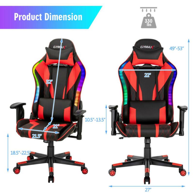 Hivvago Gaming Chair Adjustable Swivel Computer Chair with Dynamic LED Lights