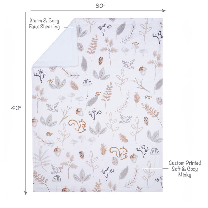 Lambs & Ivy Treetop Fox Woodland/Forest Minky/Faux Shearling Fleece Baby Blanket