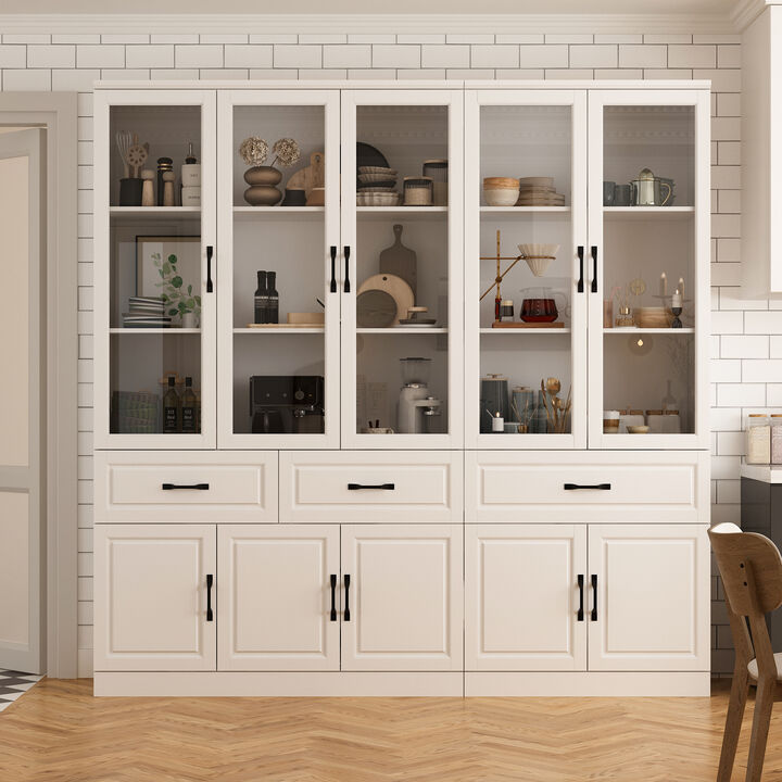 FUFU&GAGA Contemporary/Modern White Pantry with Wine Storage, (78.7" L x 15.7" W x 78.7" H),White