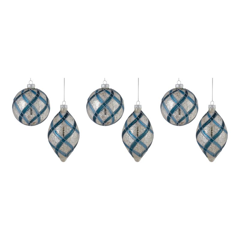 Set of 6 Glass Ornaments - 4.75"H, 6"H for Timeless Christmas Styling