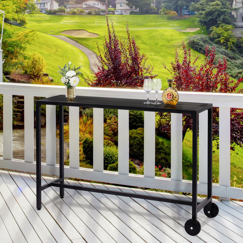 Outdoor Bar Table with Wheels Portable and Stylish Patio Bar Table for Easy Mobility and Entertainment