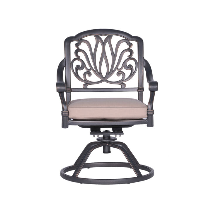 Patio Outdoor Aluminum Dining Swivel Rocker Chairs With Cushion, Set Of 2