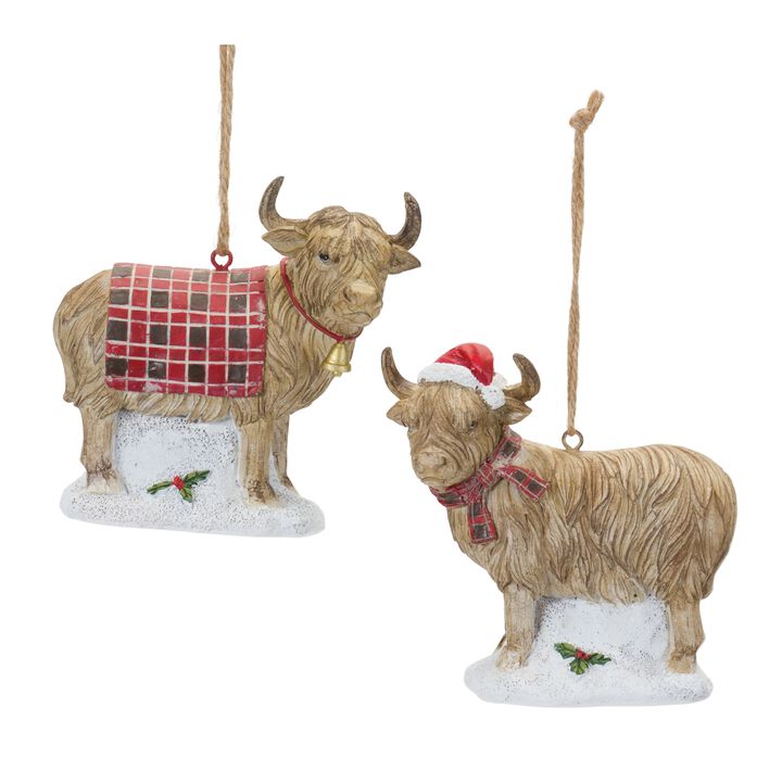 Highland Cow Christmas Ornament for Holiday Tree Decoration (Set of 6)