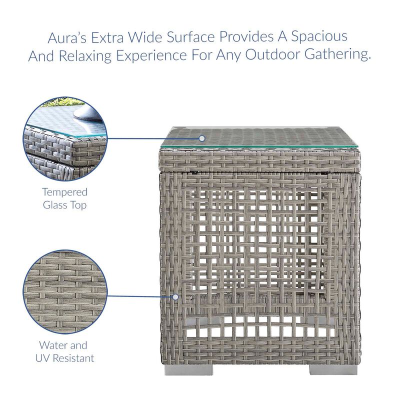 Aura Outdoor Patio Wicker Rattan Side Table-Benzara