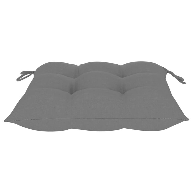 vidaXL Garden Chairs with Gray Cushions 4 pcs Solid Teak Wood