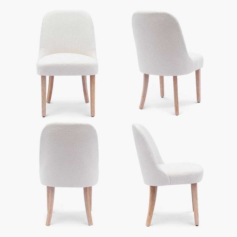 WestinTrends Mid-Century Modern Upholstered Boucle Dining Chair (Set of 4)