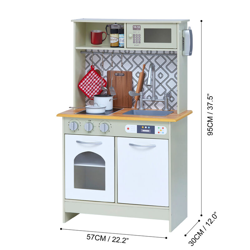 Teamson Kids - Little Chef Boston Modern Play Kitchen - Olive Green/White