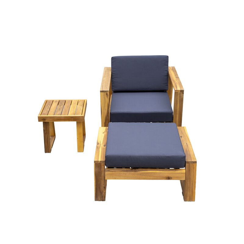 Merax Acacia Wood Outdoor Lounge Chair Seating Set