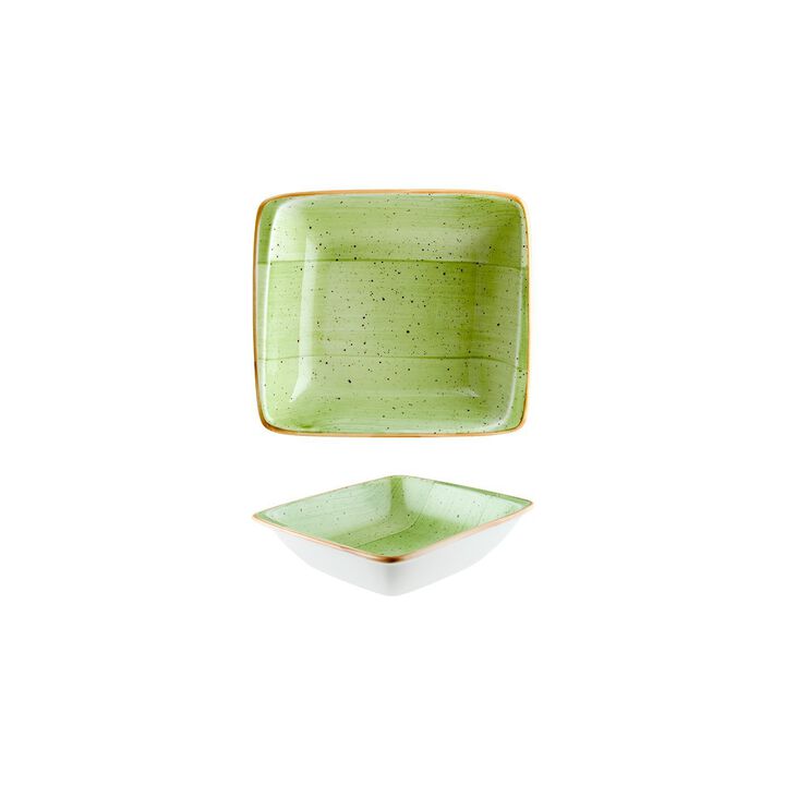 Therapy 7.5" x 6.5" x h:2" 20 oz. Square Green Porcelain Bowl