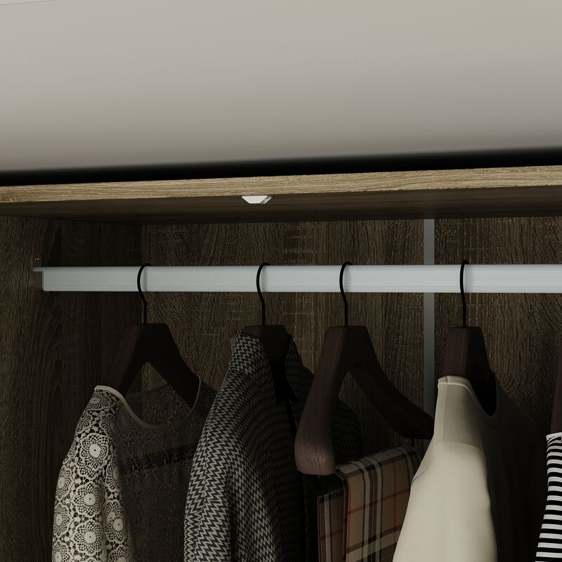 FUFU&GAGA Natural Wood Wardrobe with Shelves, Drawers, and Hanging Space, (47.2" W x 18.9" D x 70.9" H)，Brown