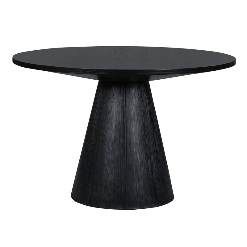 Gewnee Retro Round Dining Table Minimalist Elegant Table for Living Room, Dining Room (Black)