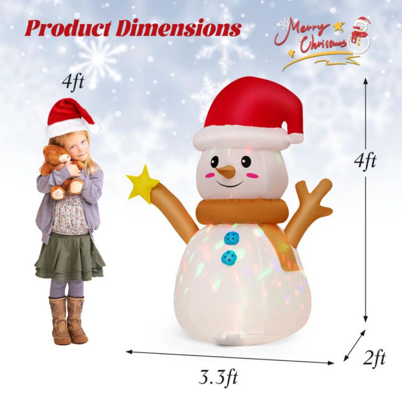4 Feet Inflatable Christmas Snowman with Colorful LED Light