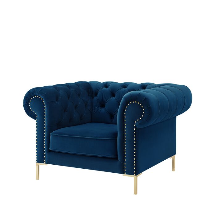 Inspired Home Zuleyka Velvet Chesterfield Club Chair