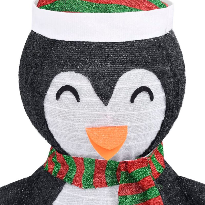 Mani Christmas Decor 4 ft Snow Penguin, 120 LED Light, White and Black - Benzara