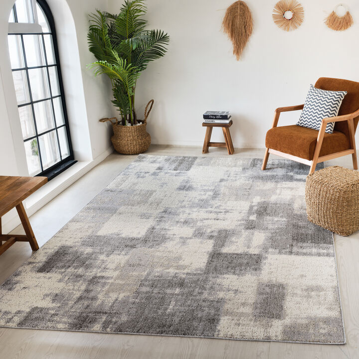 Abstract Modern Grey Beige Indoor Area Rug