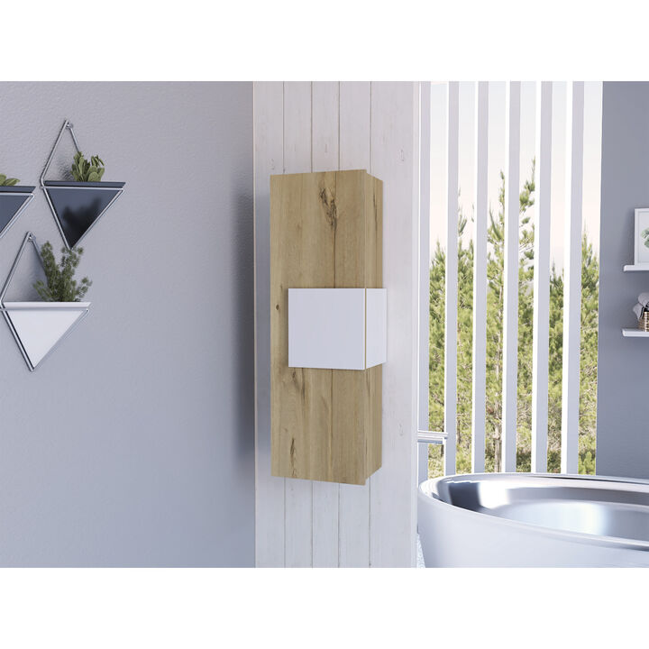 Vanguard Medicine Cabinet, Three Shelves, Single Door Cabinet - White Light Oak