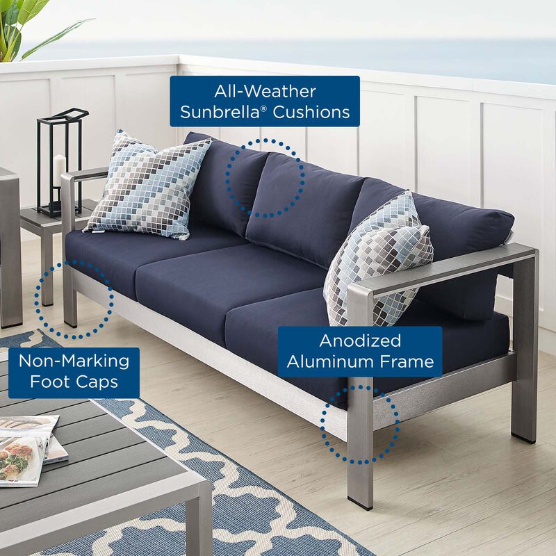 Modway - Shore Sunbrella® Fabric Aluminum Outdoor Patio Sofa